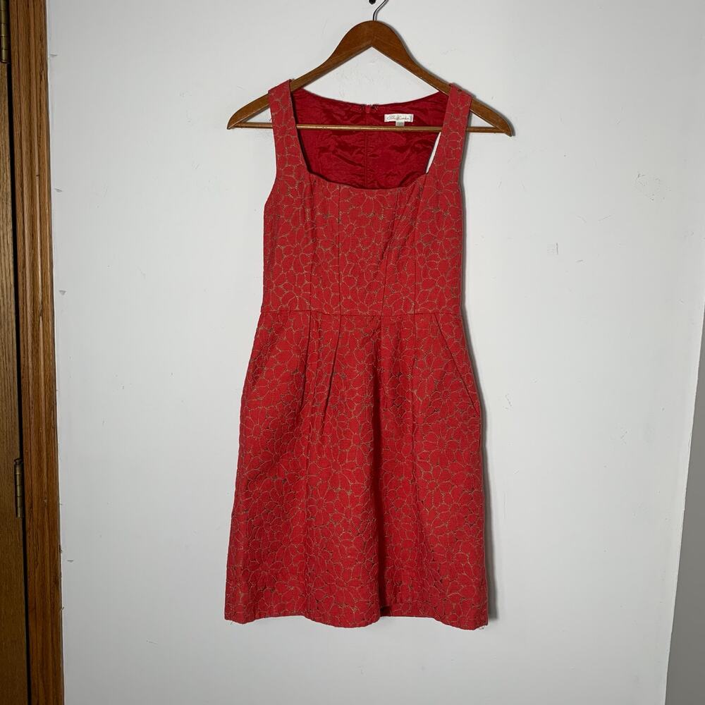 Womens Shoshanna Red Damask Dress Size 2 EUC!